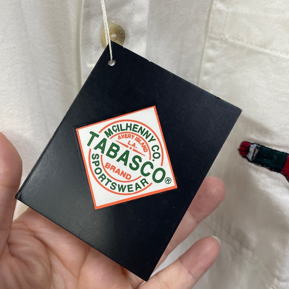 Tabasco White Long Sleeve Embroidered New Button Front Cotton Large Shirt - Picture 5 of 8